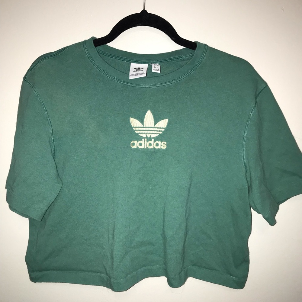 Green Adidas cropped t shirt